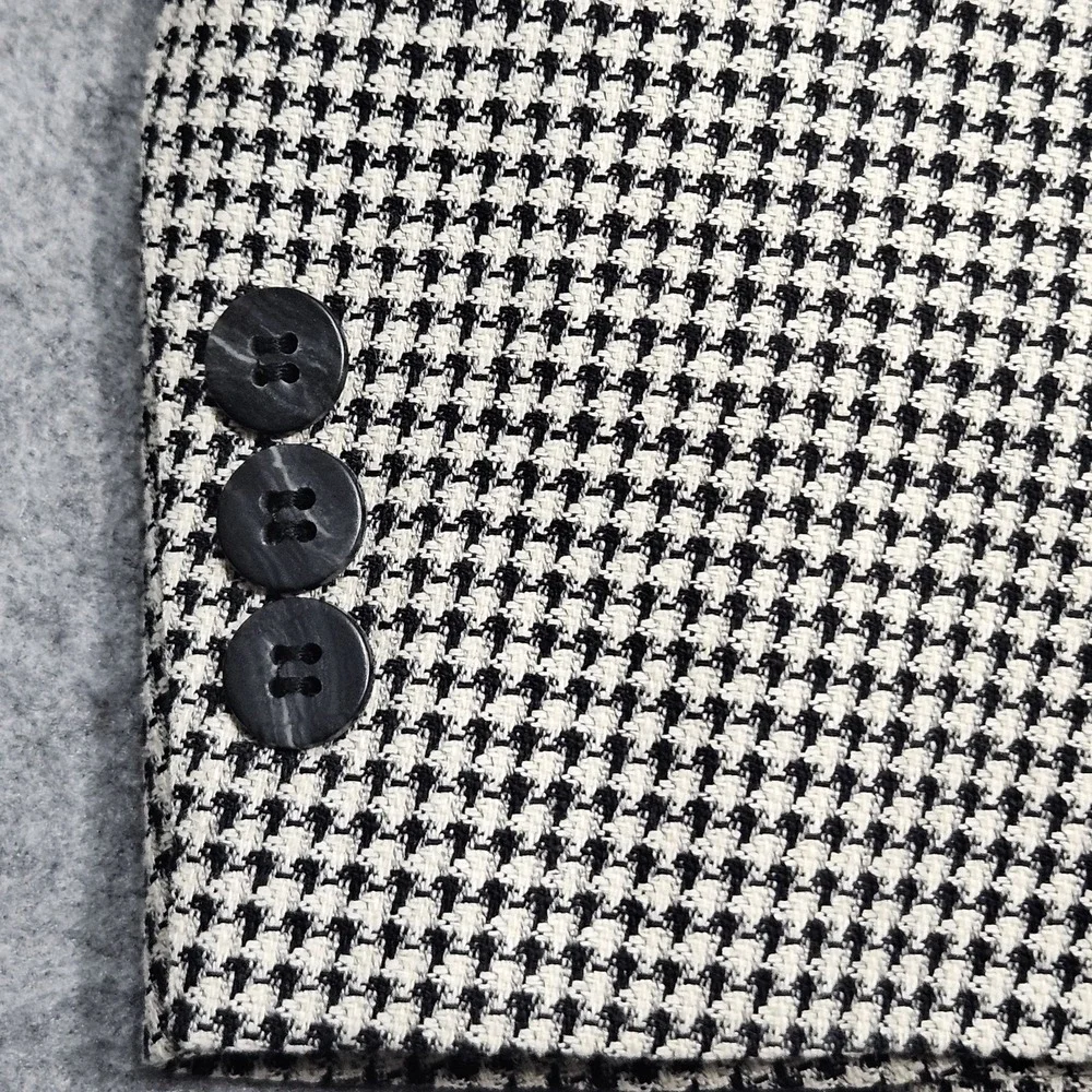 Countess Mara 46 L Silk Wool Houndstooth Sport Jacket Coat Preppy Gerry MALOOF'S